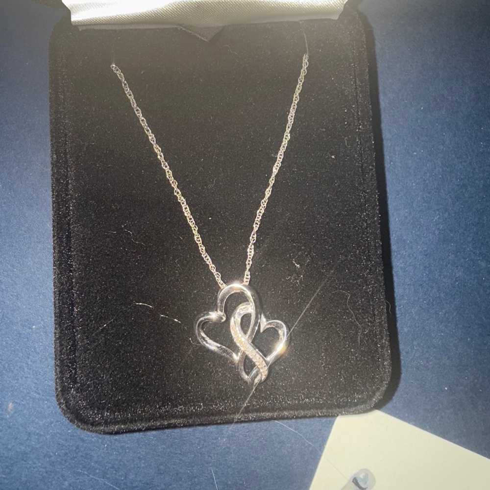 Diamond Infinity Heart Necklace 1/20 ct tw Sterling Silver 18"